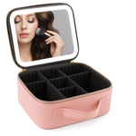 Organizador de maquillaje portátil con espejo LED